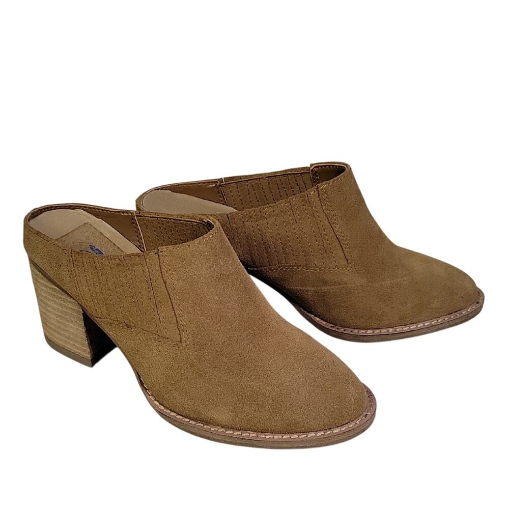 Aqua College Nan Waterproof Tan Suede Leather Mules Womens Size 6 NEW